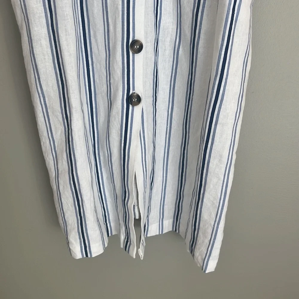 Linen button down dress - adjustable spaghetti straps - pockets! PERF condition - Picture 11 of 16